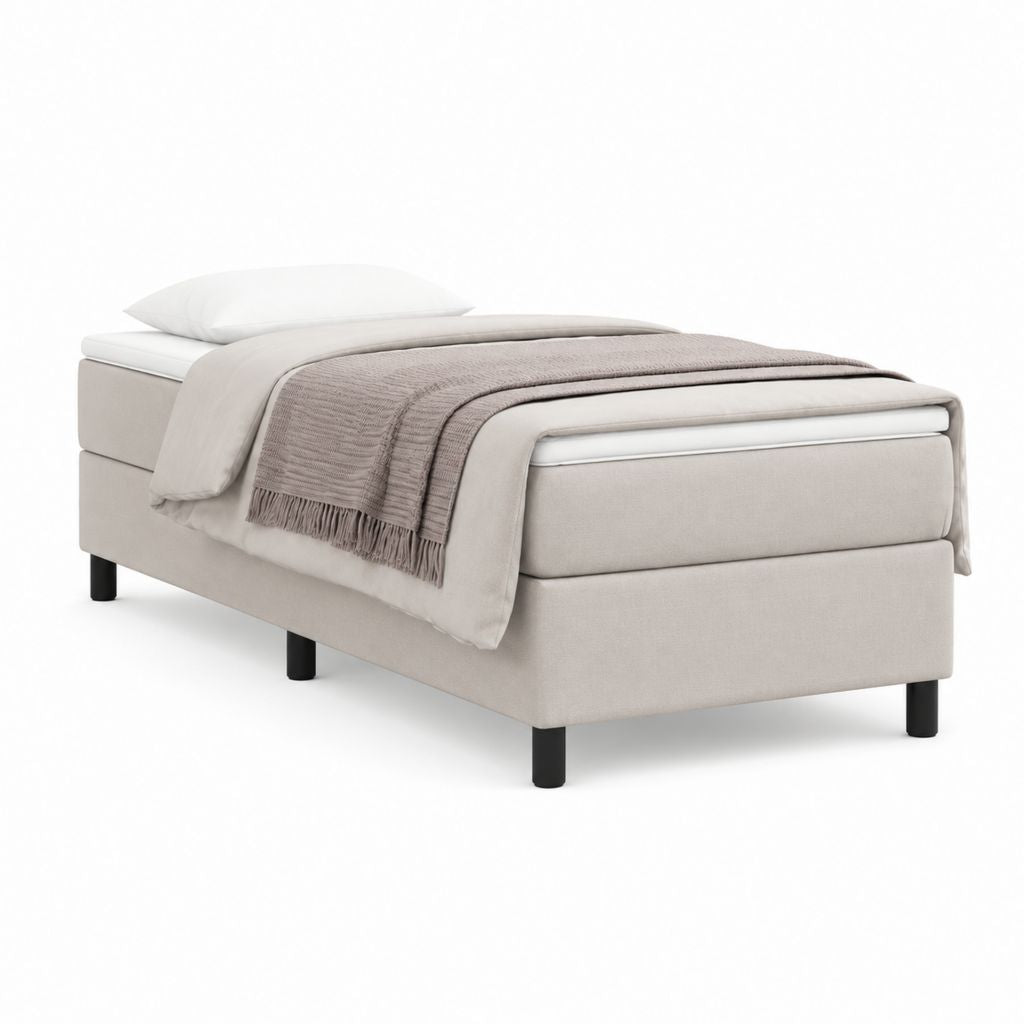 Letto singolo imbottito beige in poliestere 90 x 200 cm