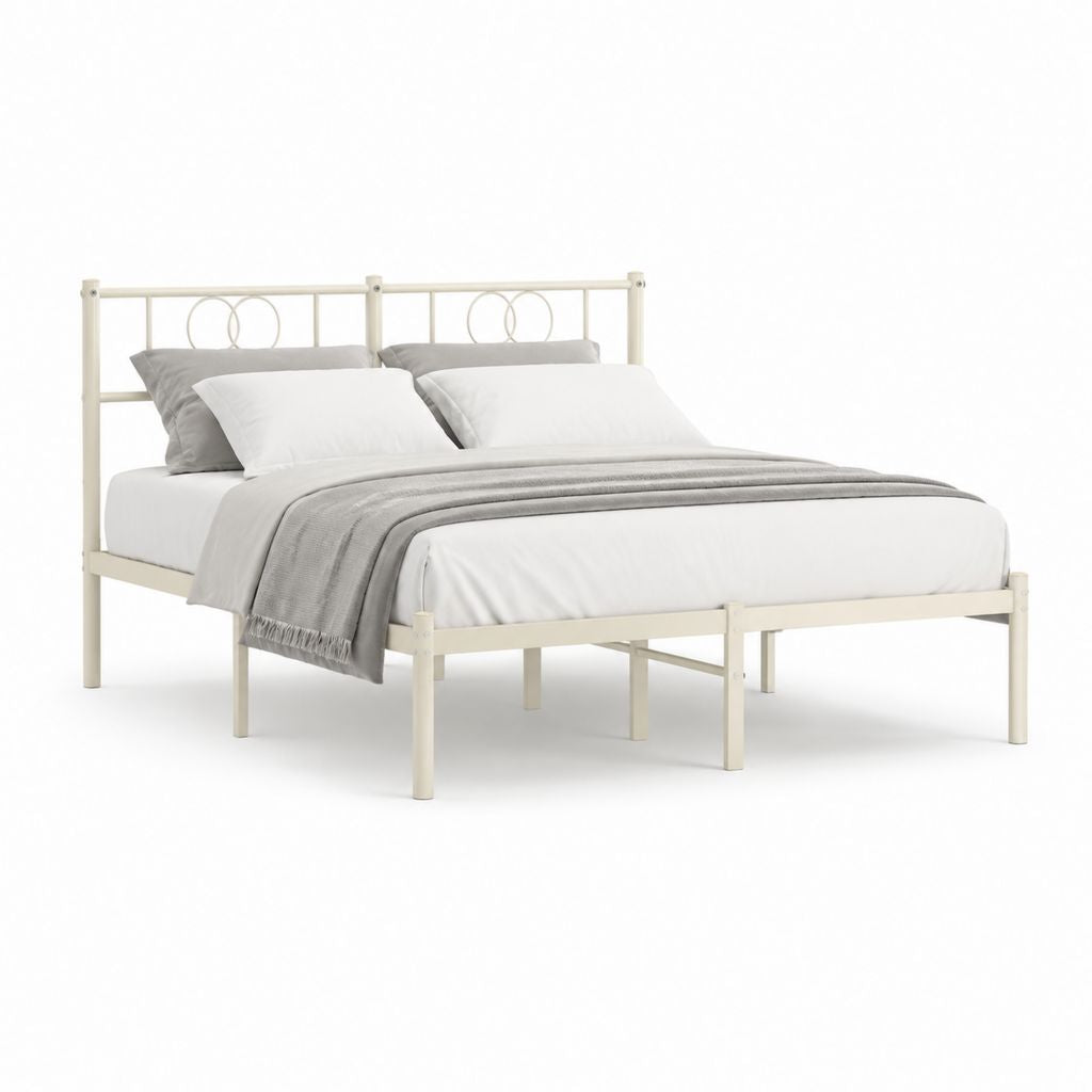 Letto matrimoniale in acciaio avorio rettangolare 160 x 200 cm