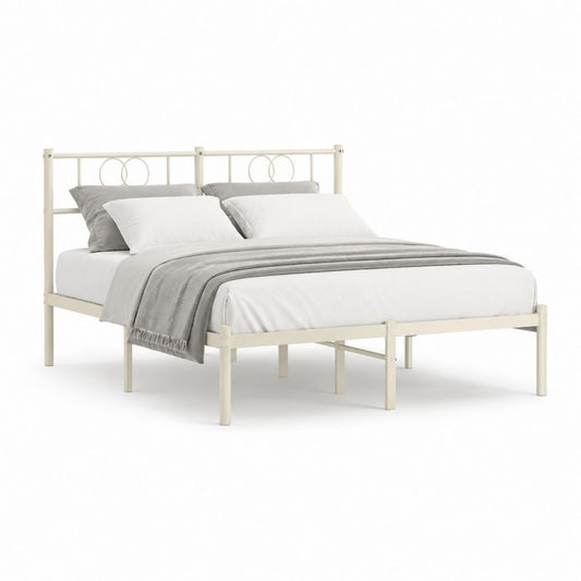 Letto matrimoniale in acciaio avorio rettangolare 160 x 200 cm