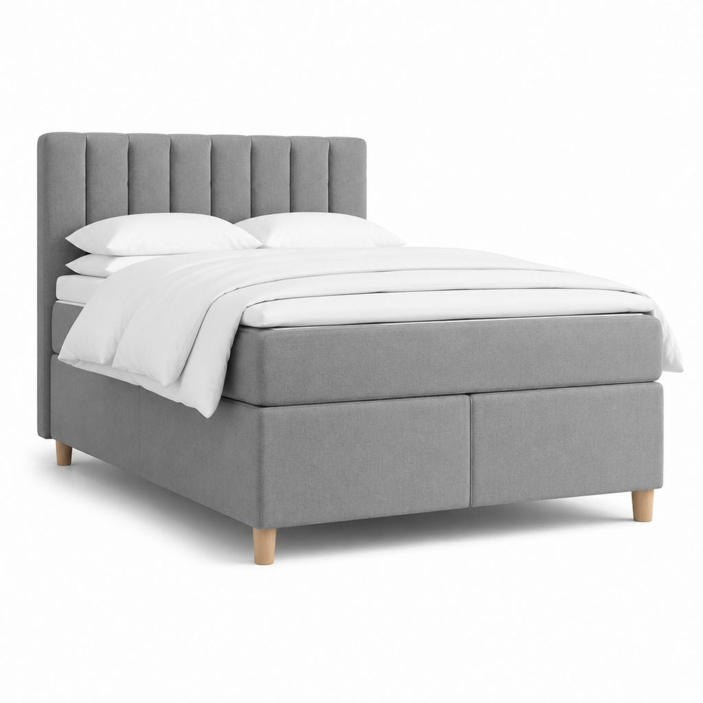 Letto matrimoniale imbottito grigio in poliestere rettangolare 160 x 200 cm