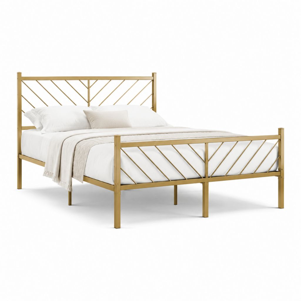 Letto matrimoniale con struttura in acciaio oro 160 x 200 cm