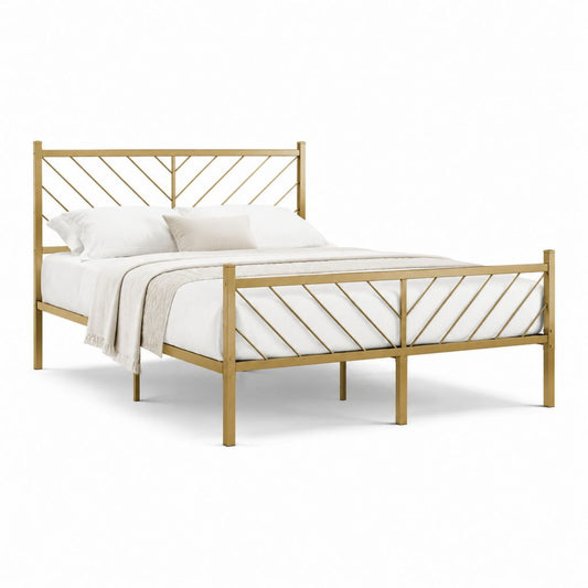 Letto matrimoniale con struttura in acciaio oro 160 x 200 cm