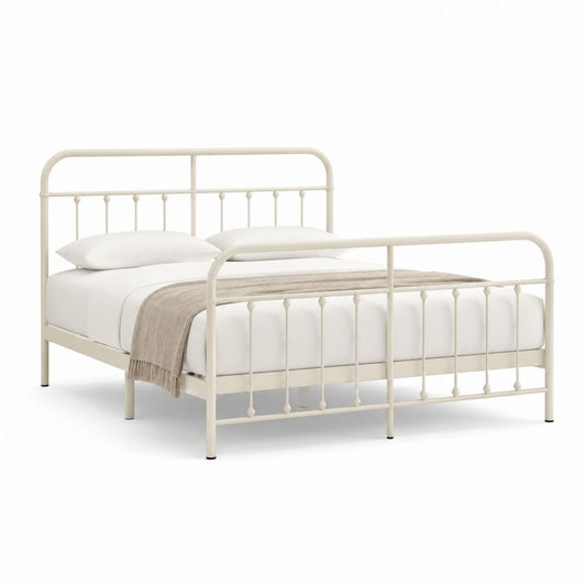 Letto matrimoniale con struttura in acciaio avorio 160 x 200 cm