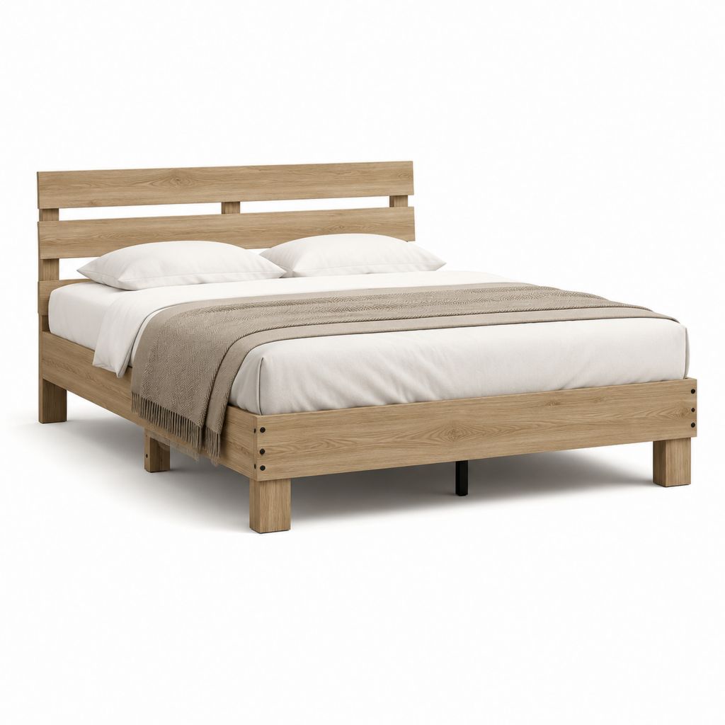 Struttura letto matrimoniale rovere in legno massello 160 x 200 cm