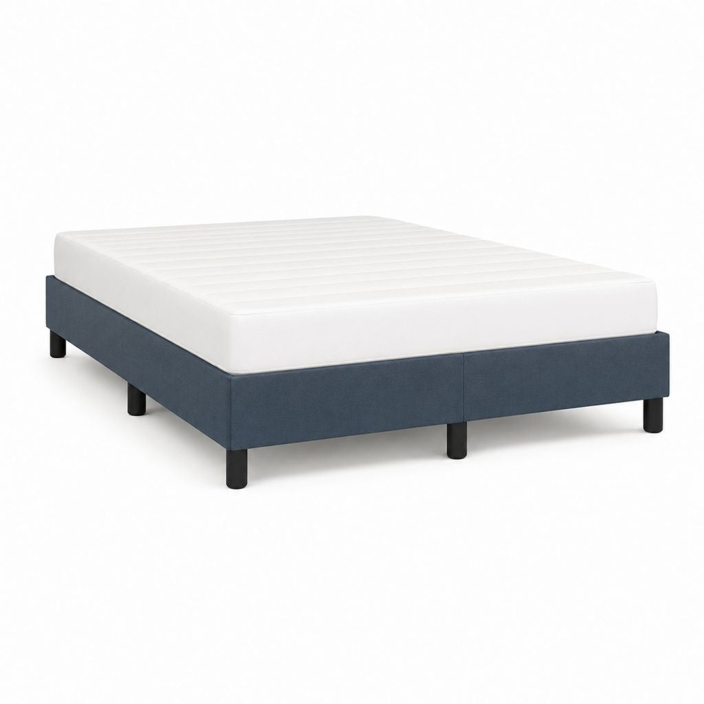 Letto matrimoniale imbottito blu con materasso in poliestere 160 x 200 cm