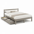 Letto matrimoniale con cassetto estraibile grigio in pino massello rettangolare 160 x 200 cm 205 x 165 x 100 cm