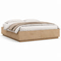 Letto matrimoniale con contenitore rovere chiaro in pannelli di particelle 160 x 200 cm