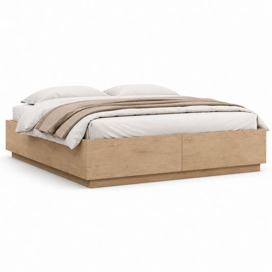 Letto matrimoniale con contenitore rovere chiaro in pannelli di particelle 160 x 200 cm