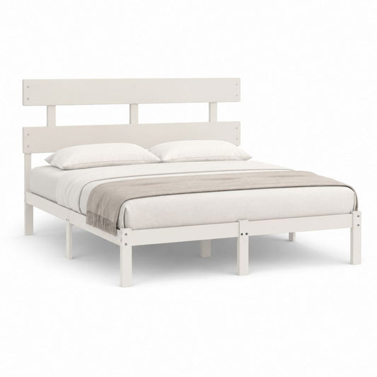 Letto matrimoniale in legno massello di pino bianco rettangolare 160 x 200 cm