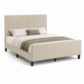 Letto matrimoniale beige in poliestere con testiera imbottita 160 x 200 cm
