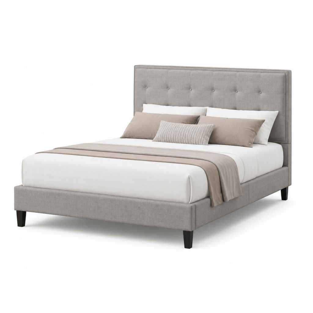 Struttura letto matrimoniale imbottita grigia in poliestere rettangolare 160 x 200 cm