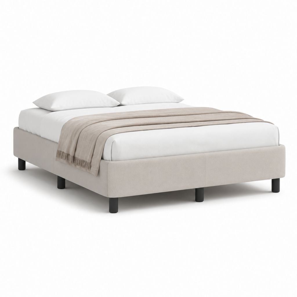 Letto matrimoniale imbottito beige in poliestere rettangolare 160 x 200 cm