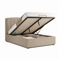 Letto contenitore matrimoniale beige in poliestere con rete a doghe 160 x 200 cm