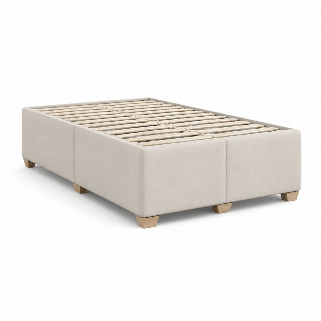 Letto matrimoniale beige in poliestere con rete a doghe 160 x 200 cm