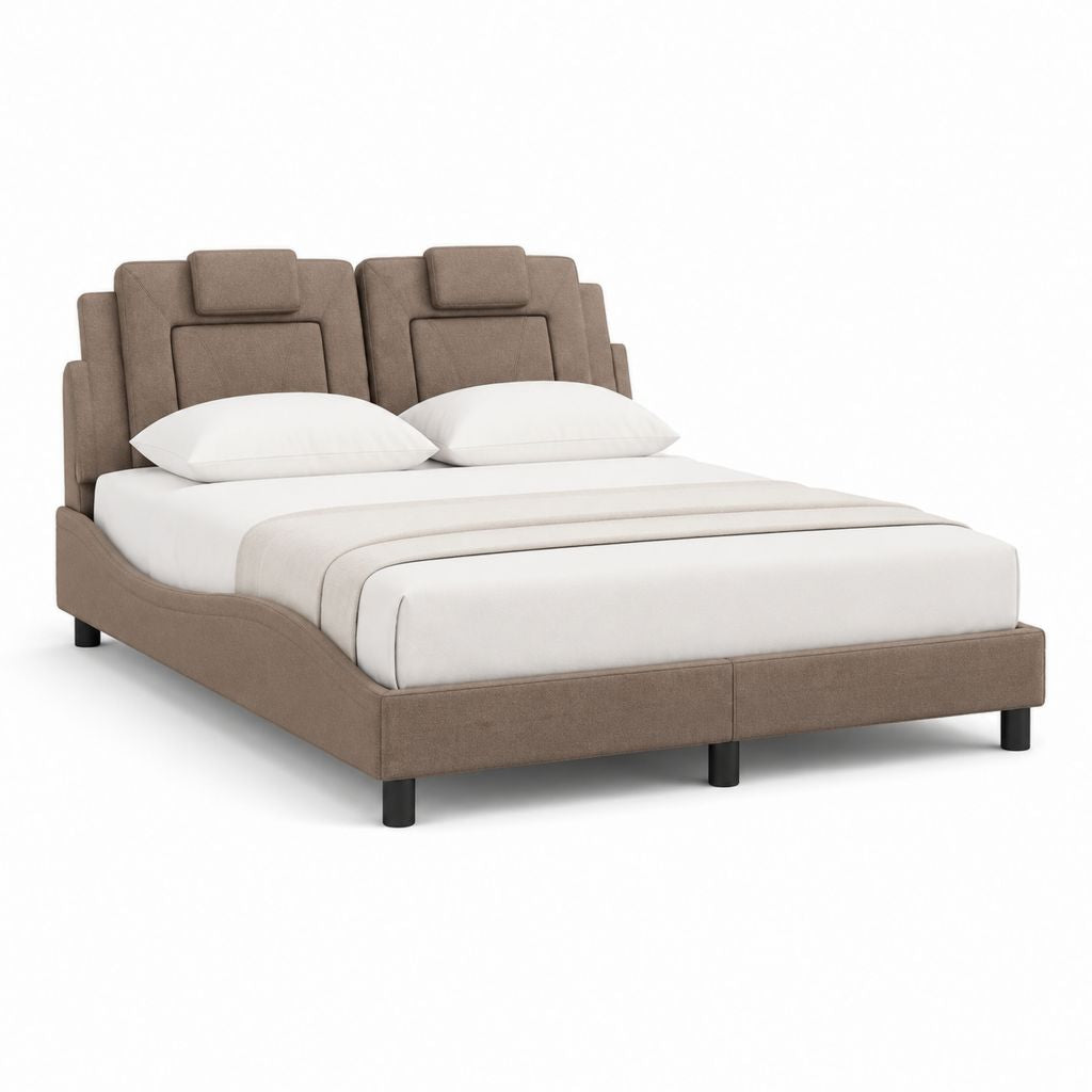 Letto matrimoniale imbottito marrone tortora in poliestere rettangolare 160 x 200 cm